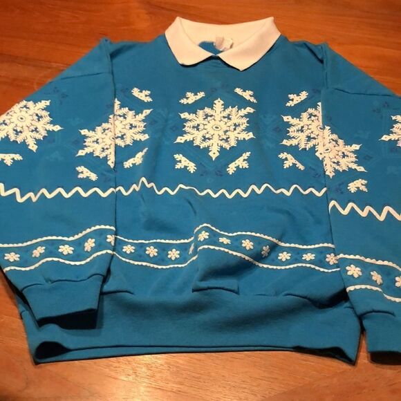 California Lifestyles vintage snowflake sweatshirt white featured in puff paint - Picture 1 of 10